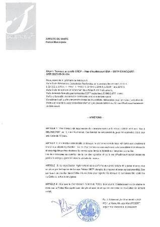 ARR2023-09-06-104 - ARRETE CIRCULATION POUR TRAVAUX SUPPRESSION BRANCHEMENT GAZ RUE D'AUDINCOURT - SBTP
