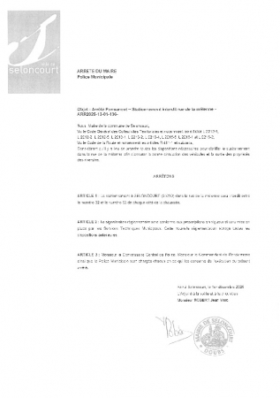 ARR20251201-136 Arrêté permanent d'interdiction du stationnement rue de la Mélenne
