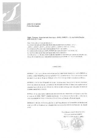 ARR20251217-144 Arrêté d'autorisation de travaux SARL PAROTY rue André Beucler